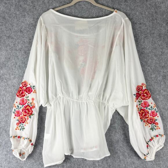 Savanna Jane Embroidered Top Womens 3X Floral Babydoll Boho Peasant Romantic NEW - Picture 12 of 16
